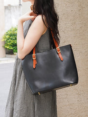 Full Grain Leather Tote Bag womens black leather tote bag