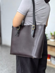 Full Grain Leather Tote Bag Chocolate Brown Tote Bag Womens 