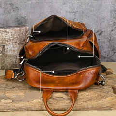 inner of Women's Cowhide Leather Backpack Vintage Squirrel Hand painted Leather Backpack