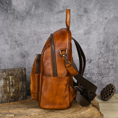 Women's Cowhide Leather Backpack Vintage Squirrel Hand painted Leather Backpack