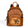 Squirrel Hand Painted Leather Backpack Genuine Leather Backpack Bag Womens 