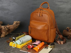 Genuine Leather Backpack Womens Brown Leather Rucksack Ladies 