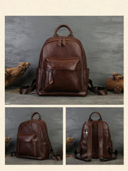 Ladies Genuine Leather Backpack Dark Brown Backpack 