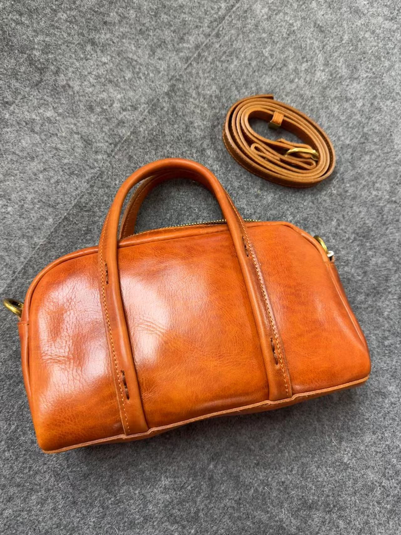 Women's Boston Bag Genuine Leather Boston Bag Small Leather Bags Boston - iLeatherhandbag