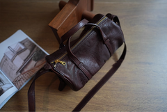 Genuine Leather Barrel Bag Purse Brown Leather Barrel Crossbody Bag Womens 