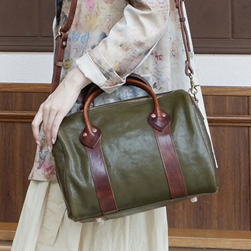 Genuine Leather Boston Handbag For Women