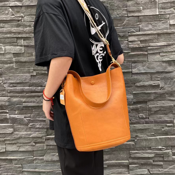 Genuine Leather Bucket Bag Hobo Shoulder Purse Womens 