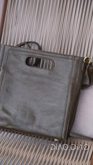 Genuine Leather Fold Over Leather Clutch/Handbag With Top Handle