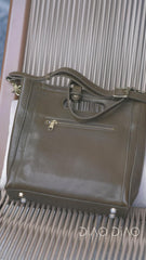 Genuine Leather Fold Over Leather Clutch/Handbag With Top Handle