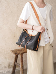 genuine leather hobo shoulder bag