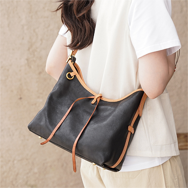 Genuine leather crossbody hobo bag