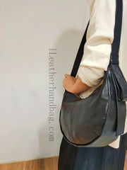 Genuine Leather Hobo Bag For Women Black Leather Hobo Bags Shoulder Bags - iLeatherhandbag