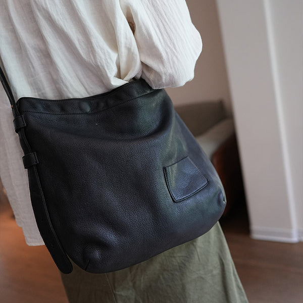Genuine Leather Hobo Bag For Women Black Leather Hobo Bags Shoulder Bags 