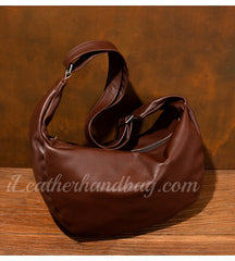 Brown Leather Hobo Crossbody Purse Slouchy Leather Hobo Bag Womens Mens 