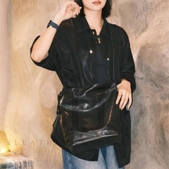 Women's Black Leather Hobo Shoulder Bag Genuine Leather Hobo Purses 