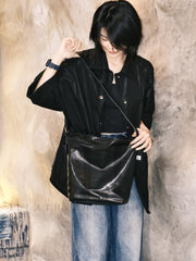 Women's Black Leather Hobo Shoulder Bag Genuine Leather Hobo Purses 