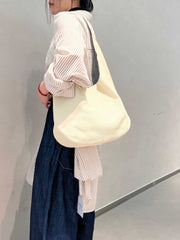 White Leather Hobo Shoulder Bag