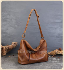 Genuine Leather Hobo Shoulder Bag Ladies Leather Hobo Bag Zipper Medium Hobo Purse - iLeatherhandbag
