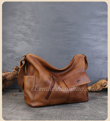 Genuine Leather Hobo Shoulder Bag Ladies Leather Hobo Bag Zipper Medium Hobo Purse - iLeatherhandbag