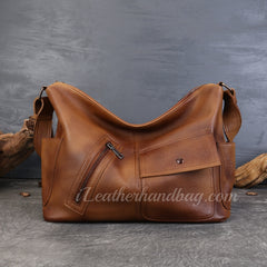 Genuine Leather Hobo Shoulder Bag Ladies Leather Hobo Bag Zipper Medium Hobo Purse - iLeatherhandbag