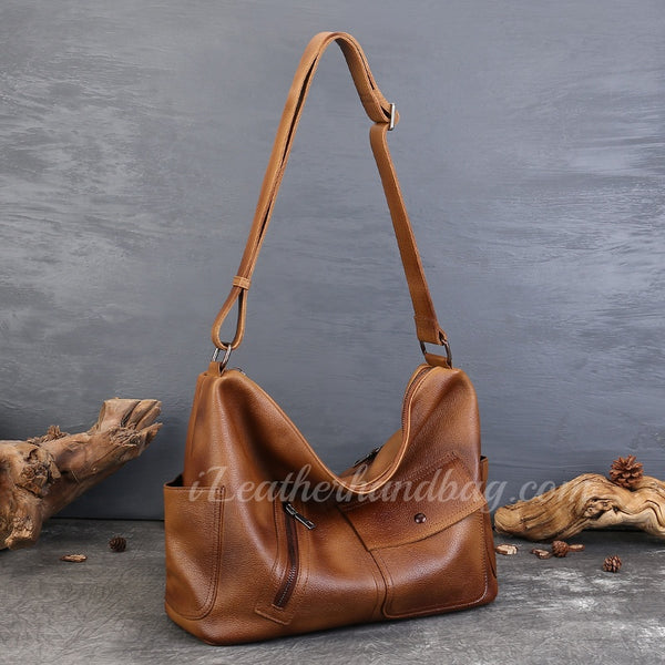 Brown Leather Hobo Bag Genuine Leather Hobo Bags Brown Hobo Leather Bag Womens - iLeatherhandbag