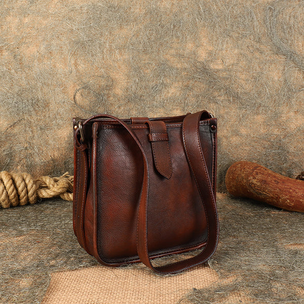 brown Genuine Leather Hobo Small Crossbody Small Brown Hobo Purse Small Hobo Leather Bag 