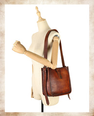 Genuine Leather Hobo Small Crossbody Small Brown Hobo Purse Small Hobo Leather Bag 