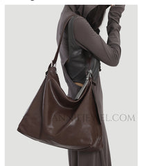 Genuine Leather Hobo Tote Bag brown Soft Leather Hobo Bag brown Womens - iLeatherhandbag