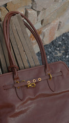 dark brown leather tote bag leather laptop tote bag women's chocolate brown tote bag