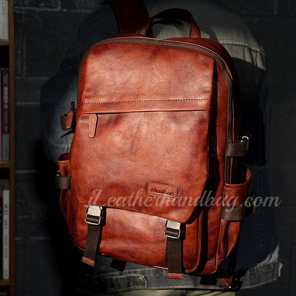 18" Genuine Leather Mens Backpack Mens Genuine Leather Backpack Mens Laptop 