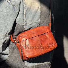 small Genuine Leather Mens Crossbody Bag Crossbody Leather Bag For Mens 