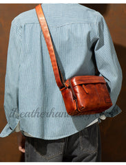 small Genuine Leather Mens Crossbody Bag Crossbody Leather Bag For Mens 