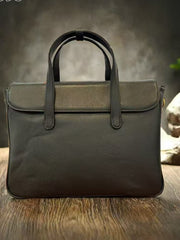 Black Leather Laptop Satchel Womens Leather Work Satchel Briefcase - iLeatherhandbag