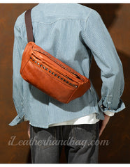 Genuine Leather Sling Bag Men's Leather Sling Bag Men Leather Mens Sling Bags Leather 