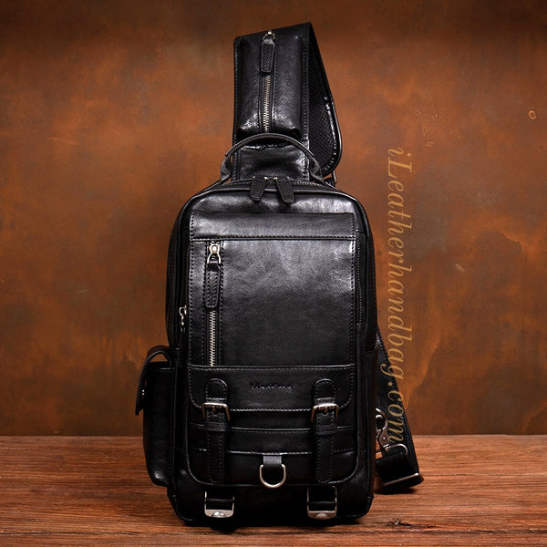 black Leather Sling Bag Men's Leather Sling Bag Men Leather Mens Sling Bags Leather