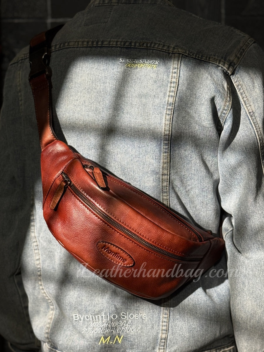 Genuine Leather Sling Bag Men's Leather Sling Bag Men Leather Mens Sling Bags Leather 