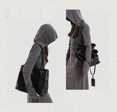 Genuine Leather Tote Bag With Zipper Womens Black Leather Tote Bag - iLeatherhandbag