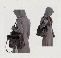 Genuine Leather Tote Bag With Zipper Womens Black Leather Tote Bag - iLeatherhandbag