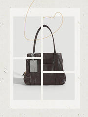 Genuine Leather Tote Bag With Zipper Womens Black Leather Tote Bag - iLeatherhandbag