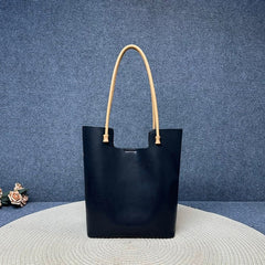 black Genuine Leather Tote Bags For Women Cowhide Tote Bag Purse 
