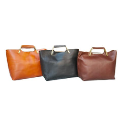 Genuine Leather Tote Handbags Tan Leather Tote Handbag Women's Briefcase Tote - iLeatherhandbag
