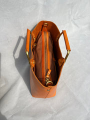 Genuine Leather Tote Handbags Tan Leather Tote Handbag Women's Briefcase Tote - iLeatherhandbag