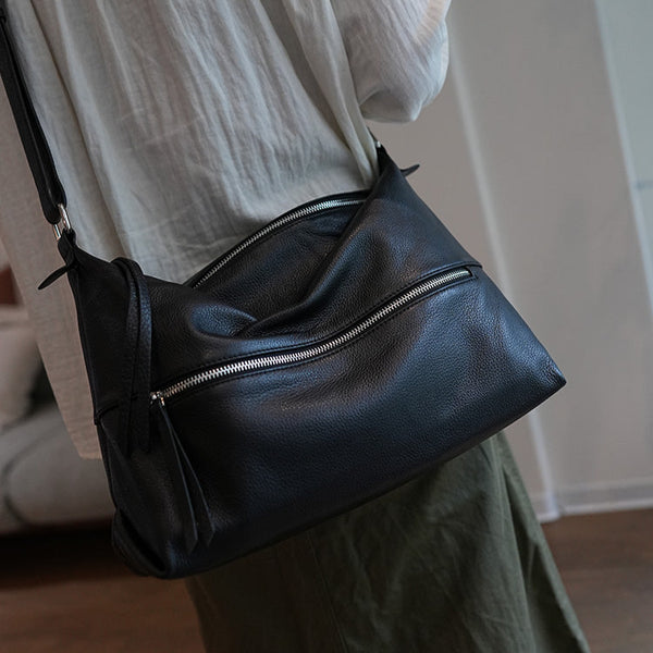 Genuine Leather Hobo Bag For Women Black Leather Hobo Bags Shoulder Bags