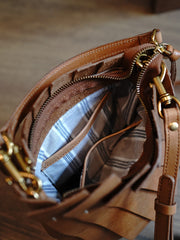 Genuine Leather Shell Style Bucket Bag Purse