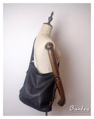 Hobo Bag Black Leather Convertible Backpack Black Hobo Purse Womens 