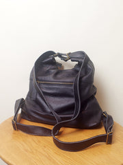 Hobo Bag Black Leather Convertible Backpack Black Hobo Purse Womens 