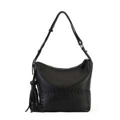 Womens Genuine Leather Hobo Bag Vintage With Diagonal Stitching 