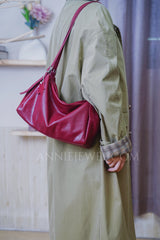 Burgundy Leather Hobo Shoulder Bag Zipper Medium Hobo Purse Ladies Leather Hobo Bag - iLeatherhandbag