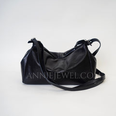black Leather Hobo Shoulder Bag Zipper Medium Hobo Purse Ladies Leather Hobo Bag - iLeatherhandbag