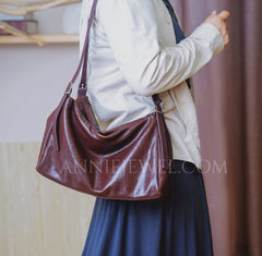 Women's brown Leather Hobo Shoulder Bag Genuine Leather Hobo Purses - iLeatherhandbag